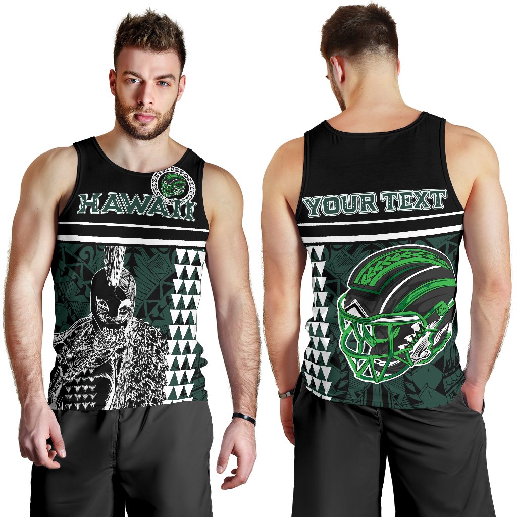 Personalised - Hawaii Kakau Polynesian Warrior Football Men's Tank Top - Rainbow Style Green - Polynesian Pride