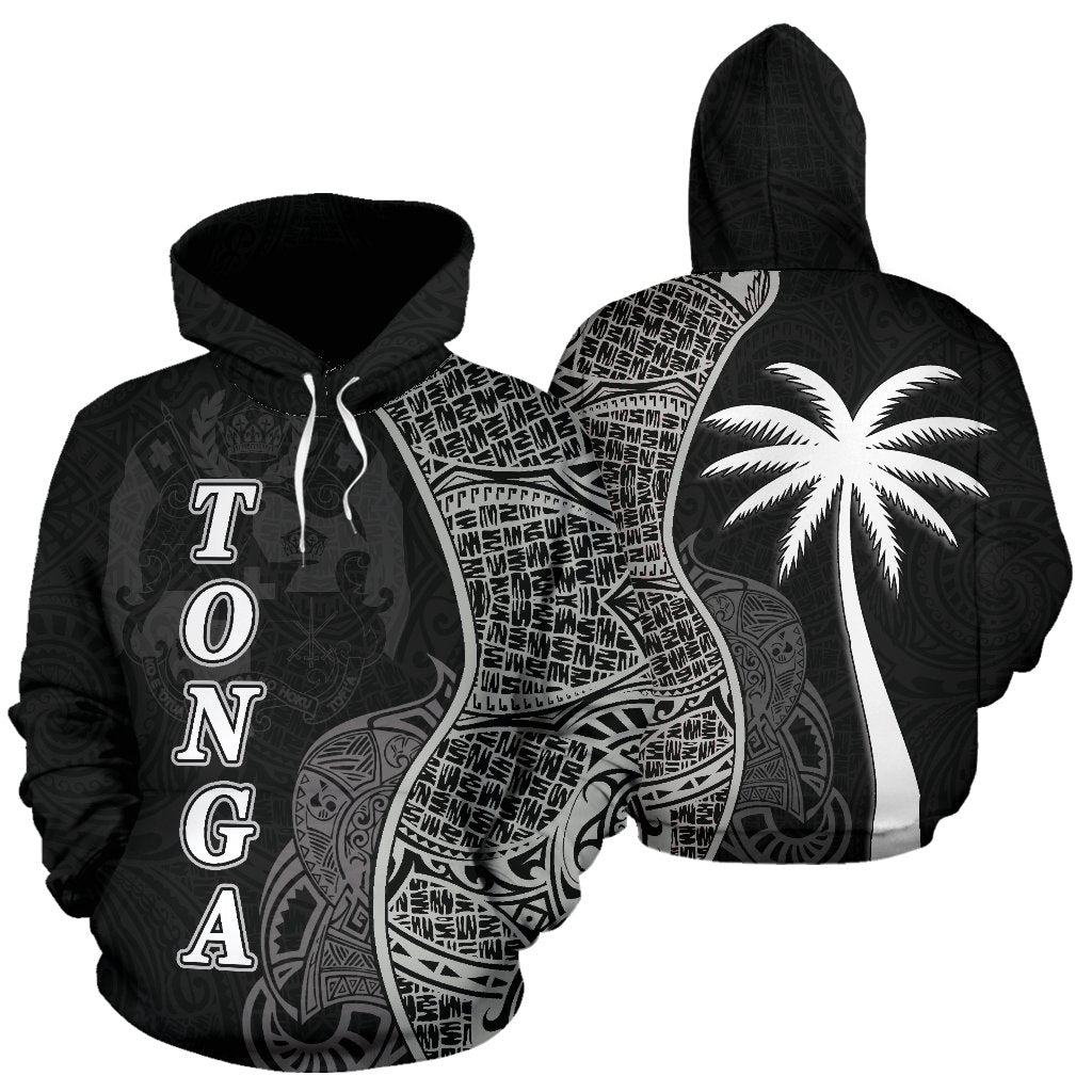 Tonga Polynesian Hoodie Coconut Tree Black Unisex Black - Polynesian Pride