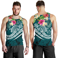Fiji Polynesian Men's Tank Top - Summer Plumeria (Turquoise) - Polynesian Pride