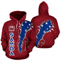 Samoa Hoodie Samoa Flag Coat of Arms Polynesian Tattoo Unisex Red - Polynesian Pride