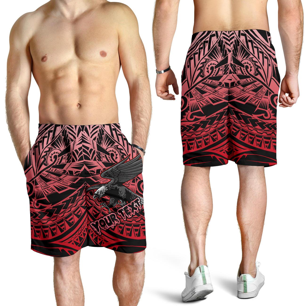 Samoa Polynesian Custom Personalised Men's Shorts - Eagle Tribal Pattern Red Red - Polynesian Pride