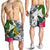 Tuvalu Men's Short White - Turtle Plumeria Banana Leaf - Polynesian Pride