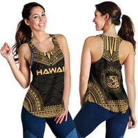 Hawaii Women's Racerback Tank - Polynesian Chief Gold Version - Polynesian Pride