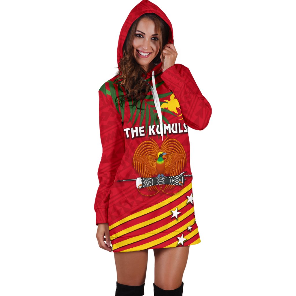 Papua New Guinea Rugby Women Hoodie Dress Coconut Leaves - The Kumuls - Polynesian Pride