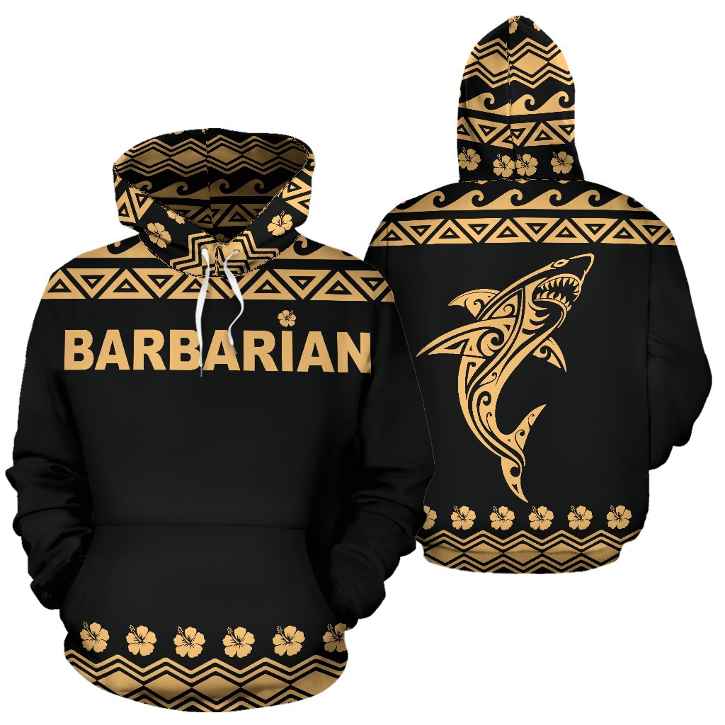 Barbarian All Over Hoodie Polynesian Shark Hoodie Unisex Gold - Polynesian Pride