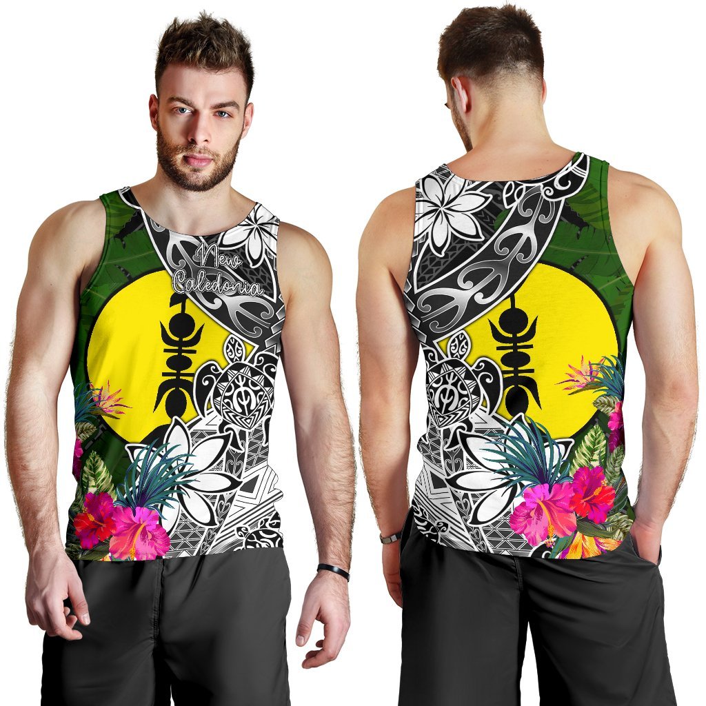 New Caledonia Men Tank Top - Turtle Plumeria Banana Leaf - Polynesian Pride