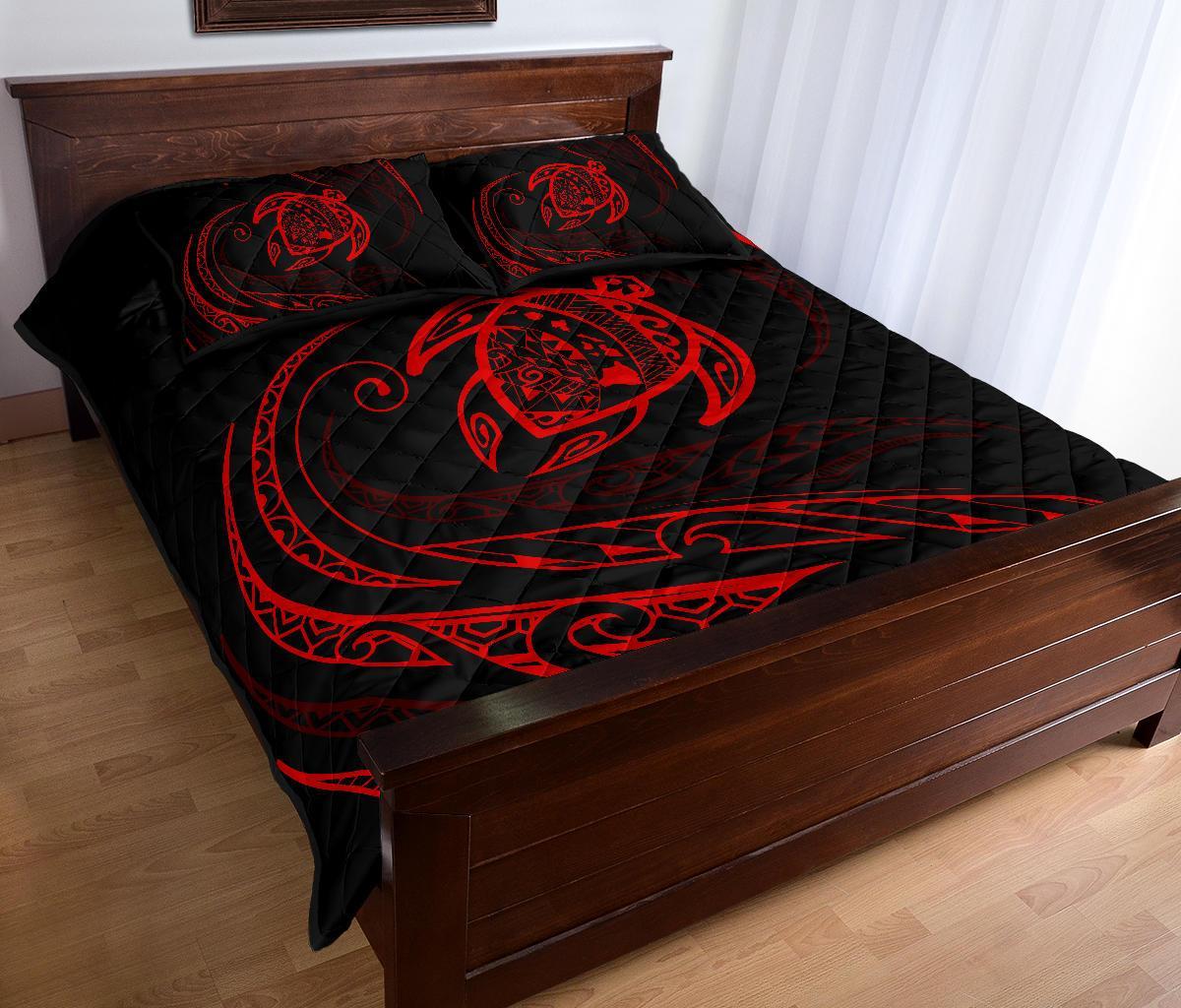 Hawaii Turtle Quilt Bed Set - Red - Frida Style - Polynesian Pride