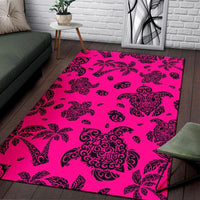 Hawaii Area Rug Polynesian Turtle Palm And Sea Pebbles AH - Polynesian Pride