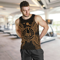 French Polynesia Polynesian Men Tank Top Map Gold - Polynesian Pride