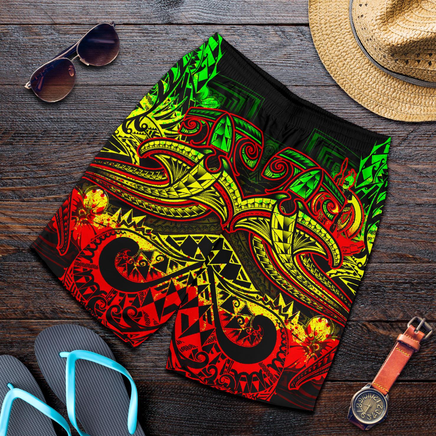 Vanuatu Polynesian Men's Shorts - Reggae Shark Polynesian Tattoo Reggae - Polynesian Pride