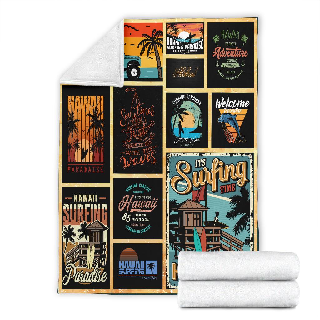 Hawaii Culture Vintage Premium Blanket Black - Polynesian Pride