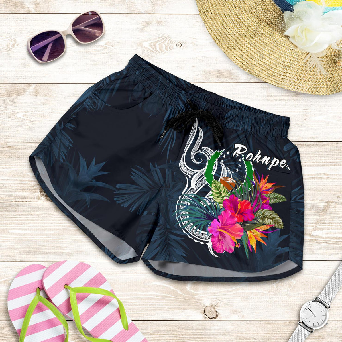 Pohnpei Micronesia Women's Shorts - Tropical Flower - Polynesian Pride