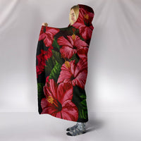 Hawaii Red Hibiscus Humming Bird Hooded Blanket - Polynesian Pride