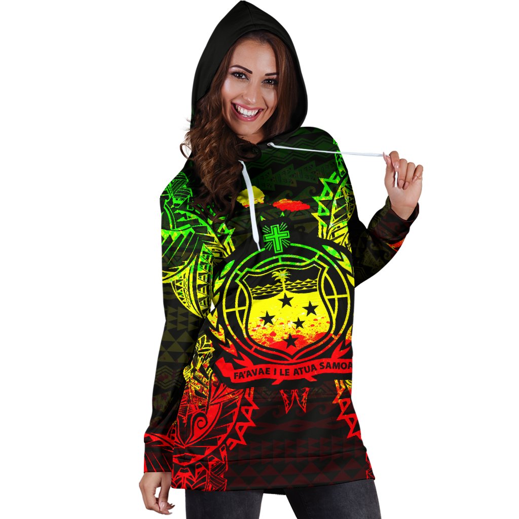 Samoa Polynesian Hoodie Dress Map Reggae - Polynesian Pride
