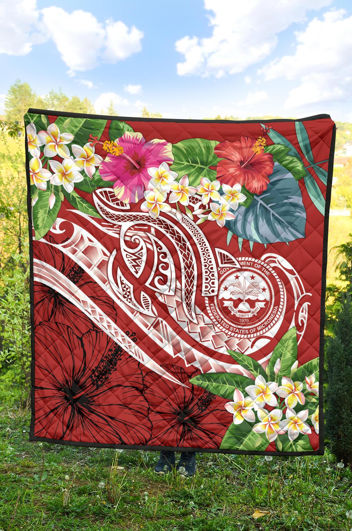 FSM Polynesian Premium Quilt - Summer Plumeria (Red) - Polynesian Pride