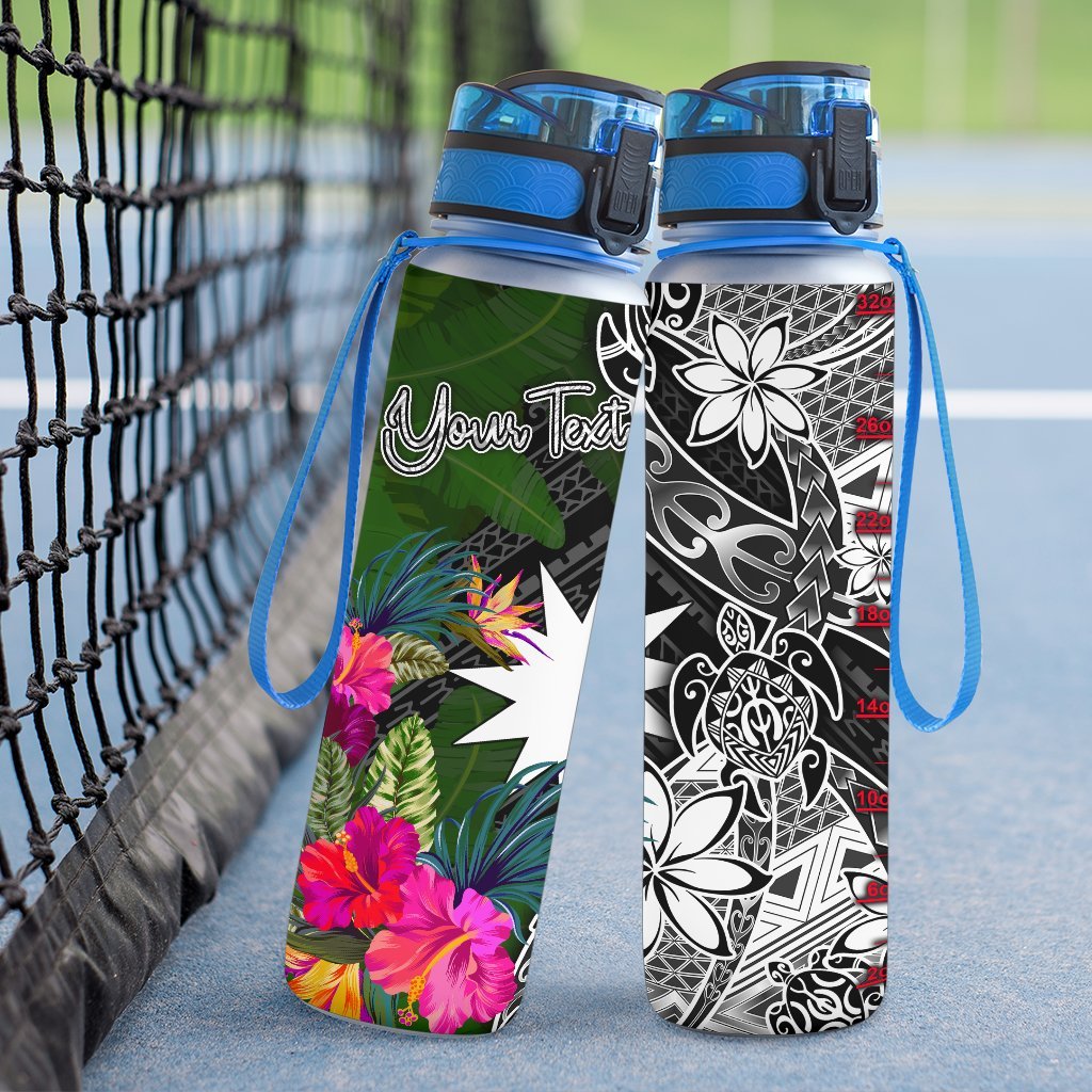 Nauru Custom Personalised Hydro Tracking Bottle - Turtle Plumeria Banana Leaf - Polynesian Pride