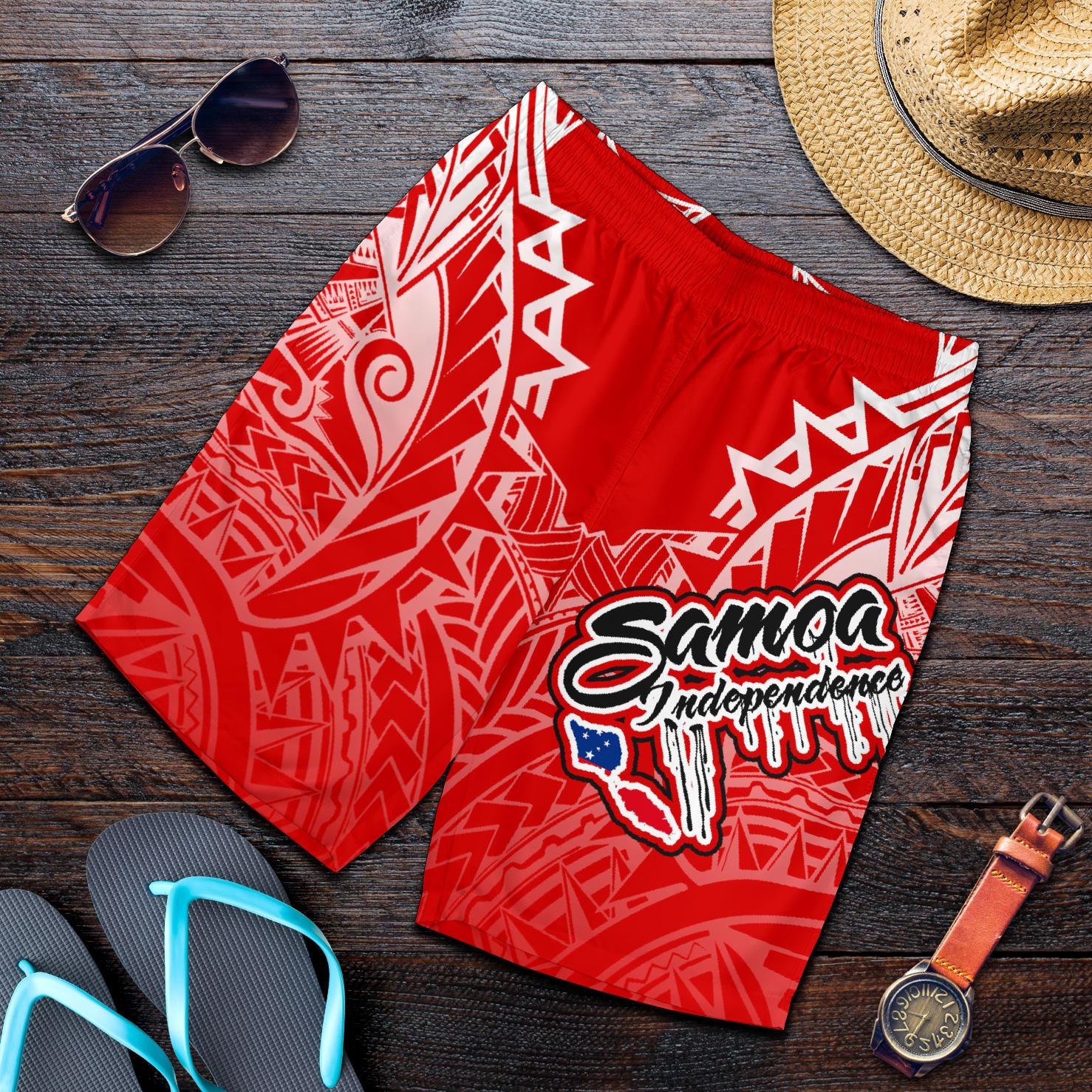 Samoa Polynesian Men's Shorts - Independence Day Red Version Red - Polynesian Pride