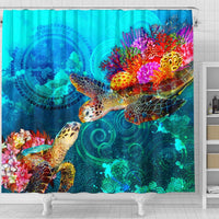 Federated States of Micronesia Shower Curtain - Sea Turtle Coral Treasure - Polynesian Pride