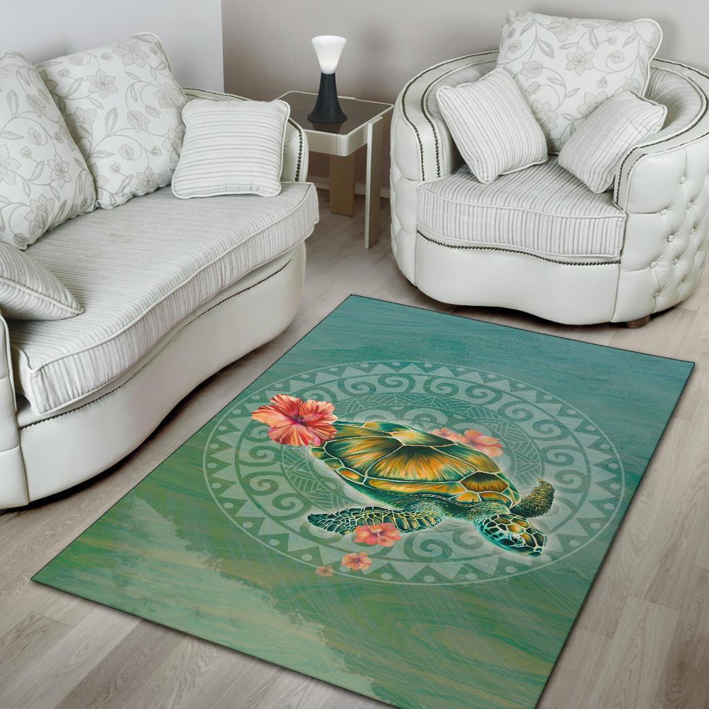 Hibiscus Turtle Swimming Area Rug AH - Polynesian Pride