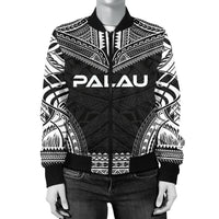 Palau Polynesian Chief Women'S Bomber Jacket - Black Version - Polynesian Pride