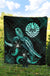 Tahiti Polynesian Premium Quilt - Turtle With Blooming Hibiscus Turquoise - Polynesian Pride