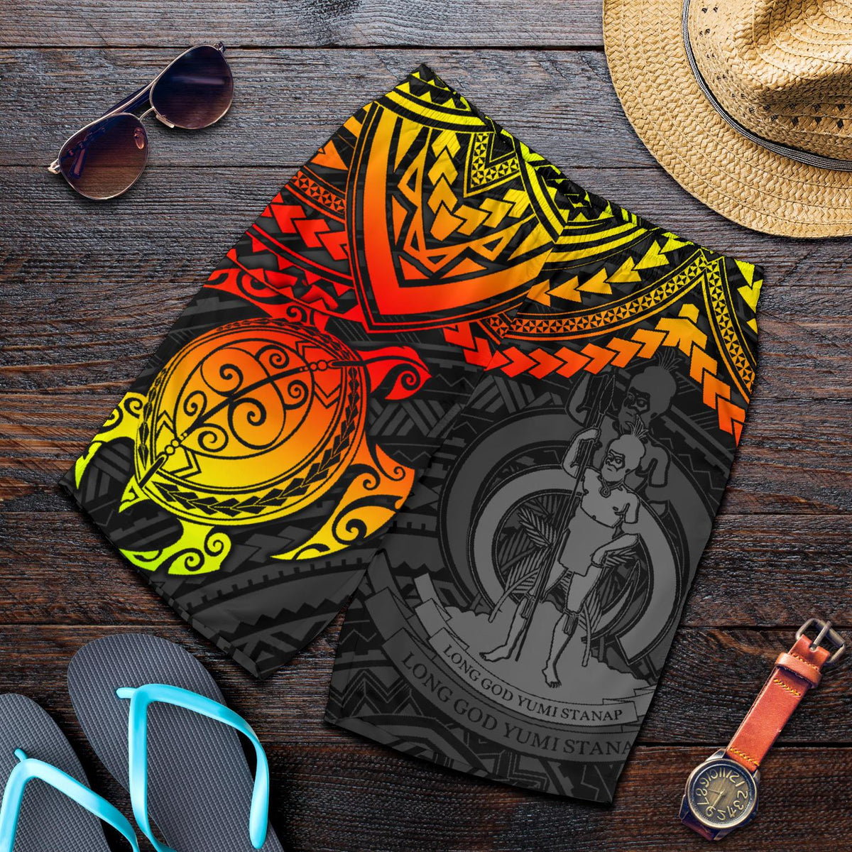 Vanuatu Polynesian Shorts (Men) - Reggae Turtle - Polynesian Pride