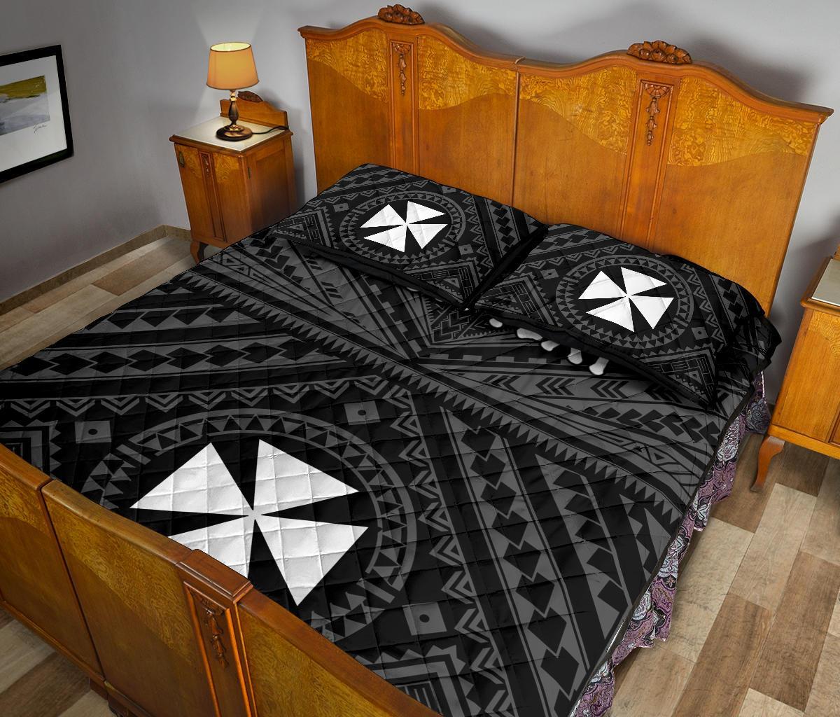 Wallis and Futuna Personalised Quilt Bed Sets - Wallis and Futuna Seal With Polynesian Tattoo Style - Polynesian Pride