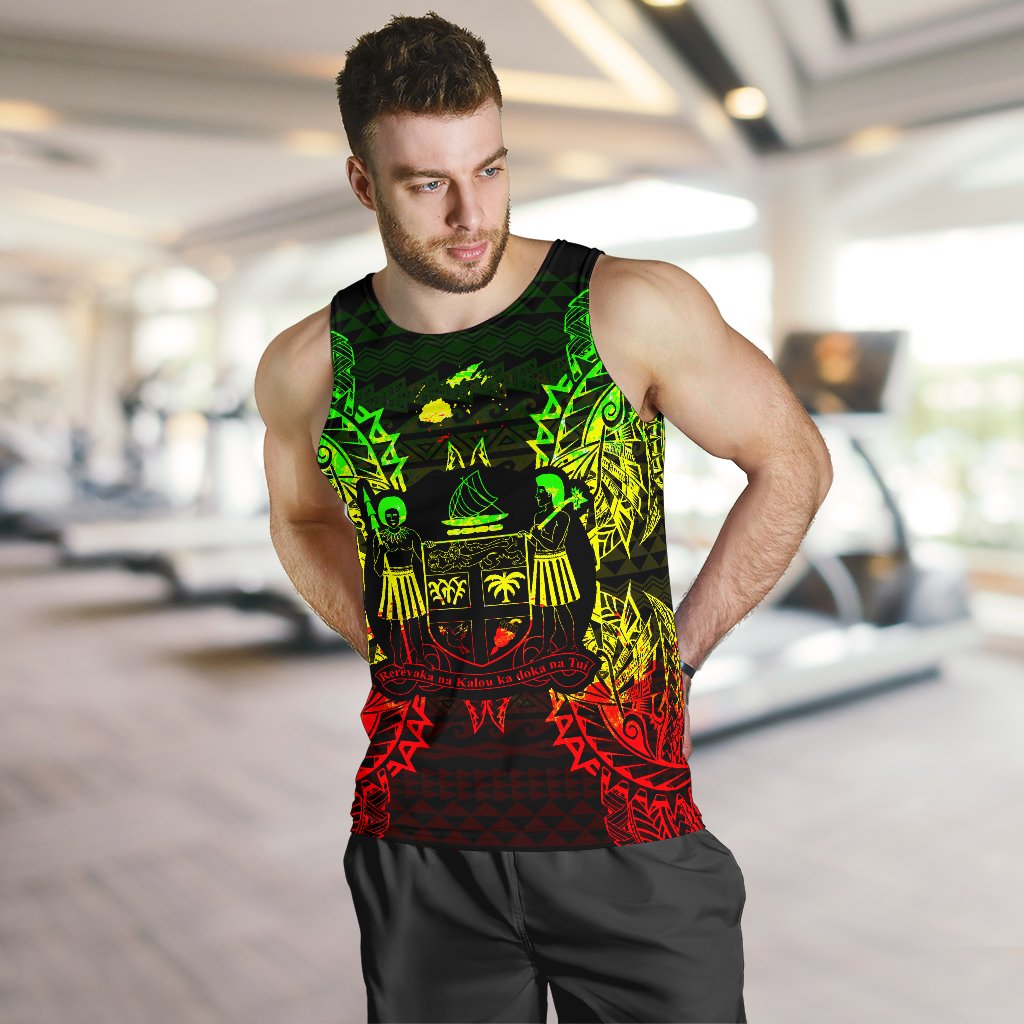 Fiji Polynesian Men Tank Top Map Reggae - Polynesian Pride