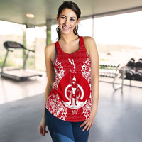 Vanuatu Polynesian Women Tank Top Map Red White - Polynesian Pride