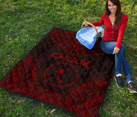 Chuuk Premium Quilt - Chuuk Flag Polynesian Chief Red Version - Polynesian Pride