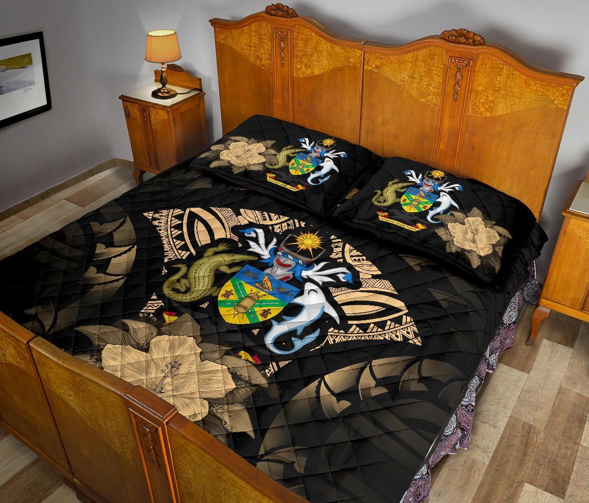 Solomon Islands Polynesian Quilt Bed Set Hibiscus Gold - Polynesian Pride