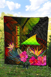 Tokelau Polynesian Personalised Premium quilt - Hibiscus and Banana Leaves - Polynesian Pride