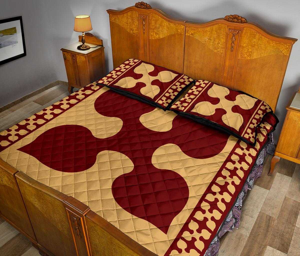 Hawaiian Quilt Pattern Four Palm Tree Quilt Bed Set - Polynesian Pride