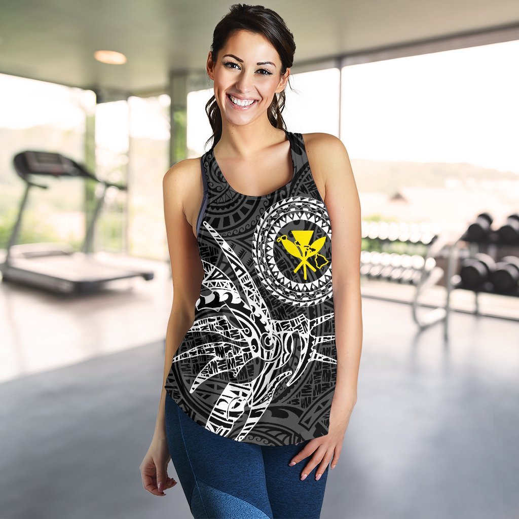 Hawaii Women's Racerback Tank Polynesian Kanaka Map Hawaiian Racerback - White - TT Style - Polynesian Pride
