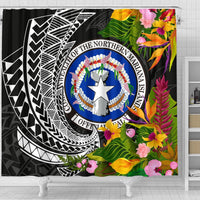 Northern Mariana Islands Shower Curtains - Seal Spiral Polynesian Patterns - Polynesian Pride