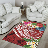 Fiji Polynesian Area Rug - Summer Plumeria (Red) - Polynesian Pride
