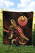 Tahiti Polynesian Premium Quilt - Turtle With Blooming Hibiscus Gold - Polynesian Pride