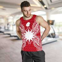 Nauru Polynesian Men Tank Top Map Red White - Polynesian Pride