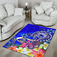 Samoa Area Rug - Turtle Plumeria (Blue) - Polynesian Pride