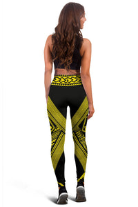 Hawaii Turtle Polynesian Yellow Leggings - Diamond Style - Polynesian Pride