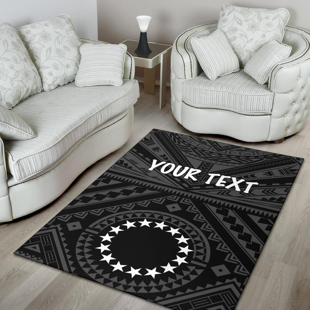 Cook Island Personalised Area Rug - Seal With Polynesian Tattoo Style ( Black) - Polynesian Pride