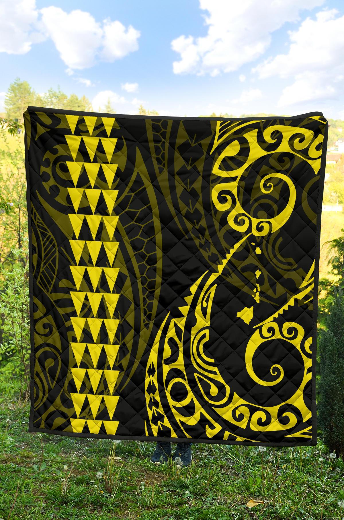 Hawaii Kakau Yellow Polynesian Premium Quilt - Polynesian Pride