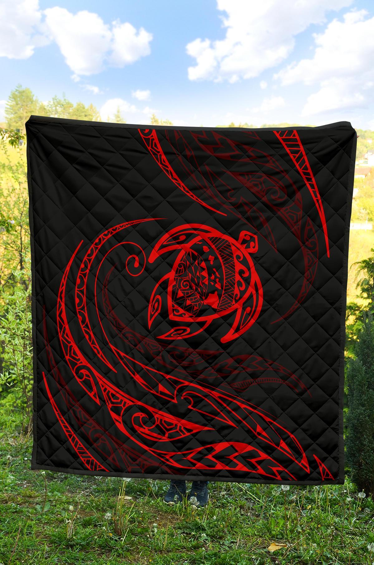Hawaii Turtle Premium Quilt - Red - Frida Style - Polynesian Pride