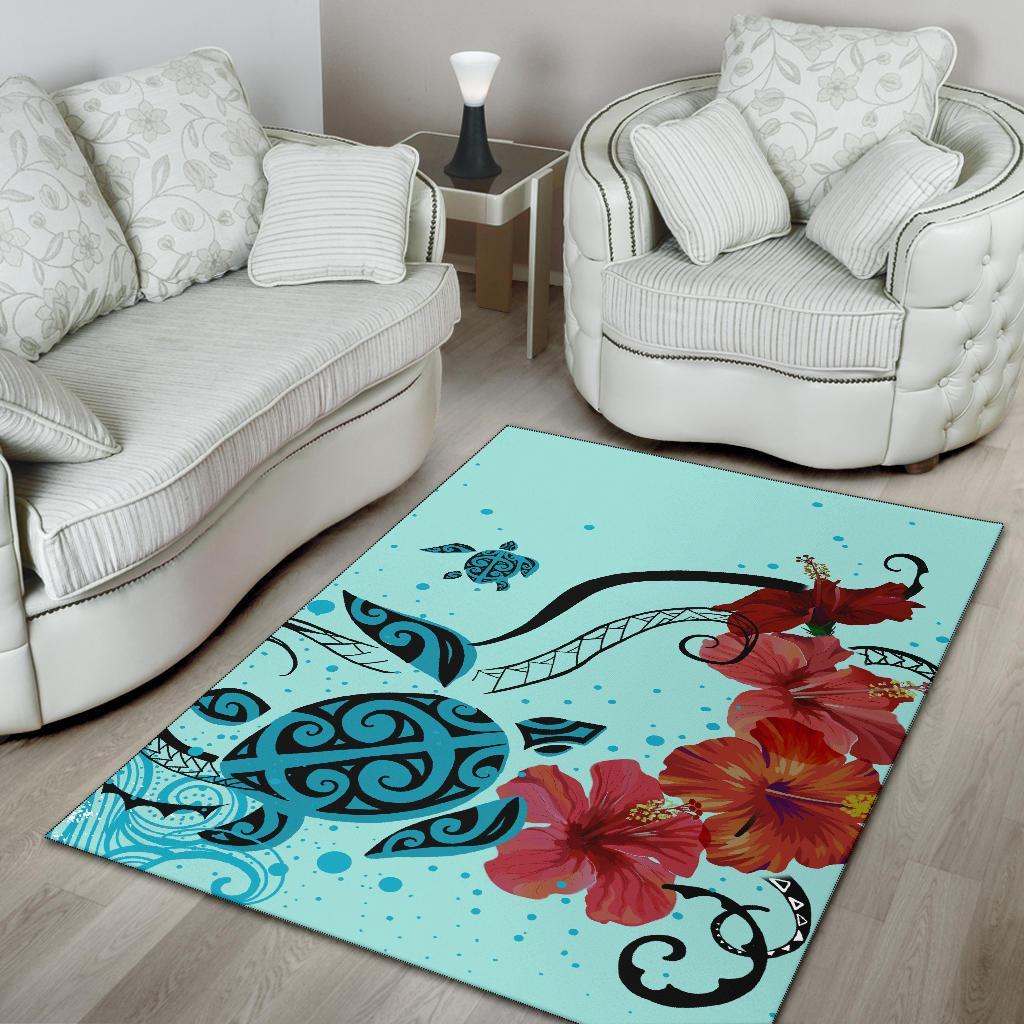Sea Turtle Hibiscus Area Rug AH - Polynesian Pride