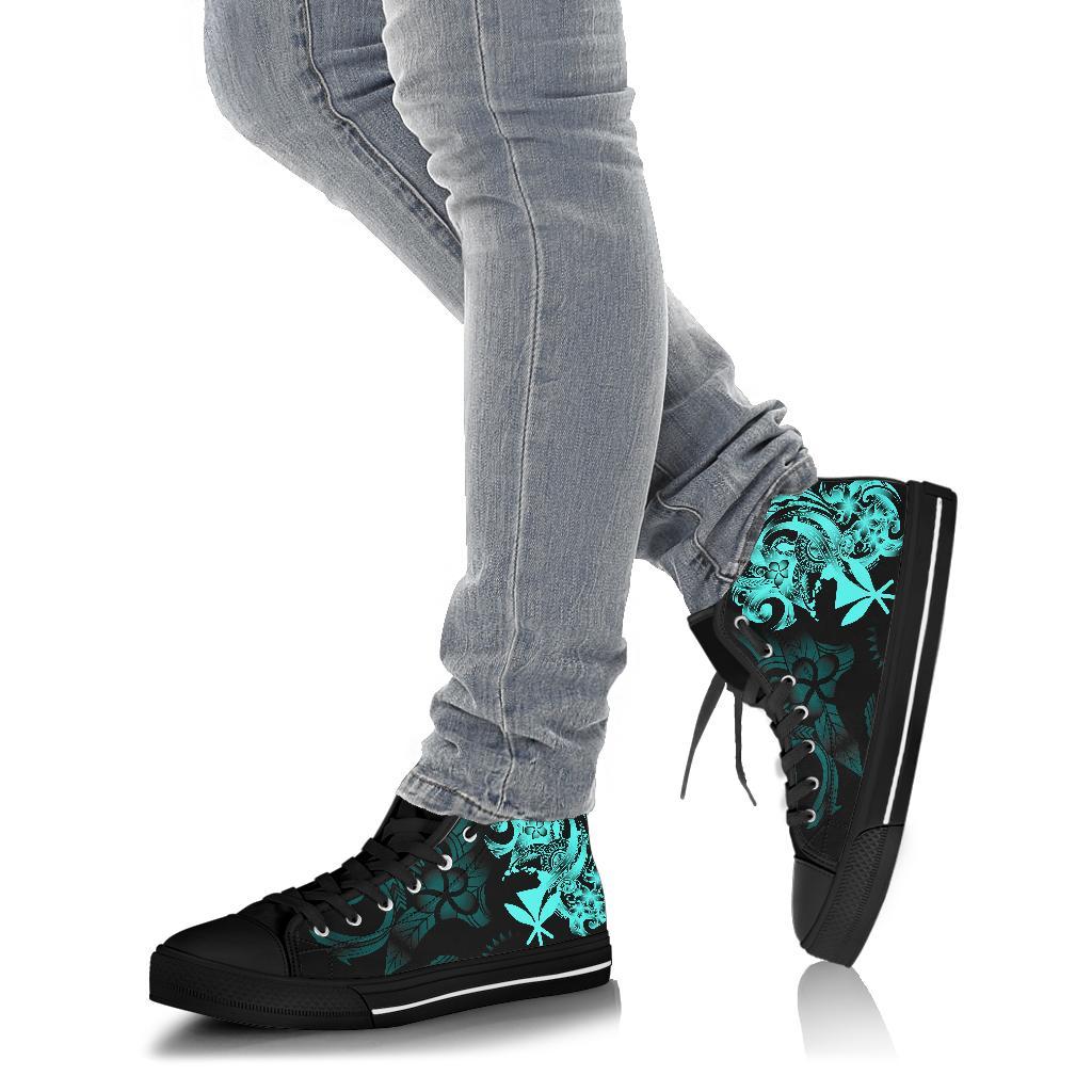 Polynesian Hawaii High Top Shoes - Kanaka Maoli Blue Turtle - Polynesian Pride