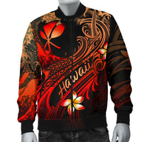 Hawaii Polynesian Men's Bomber Jacket - Plumeria Flowers And Waves - Polynesian Pride