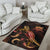 Tuvalu Polynesian Area Rugs - Turtle With Blooming Hibiscus Gold - Polynesian Pride