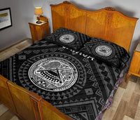 American Samoa Quilt Bed Set - Seal In Polynesian Tattoo Style ( Black) - Polynesian Pride