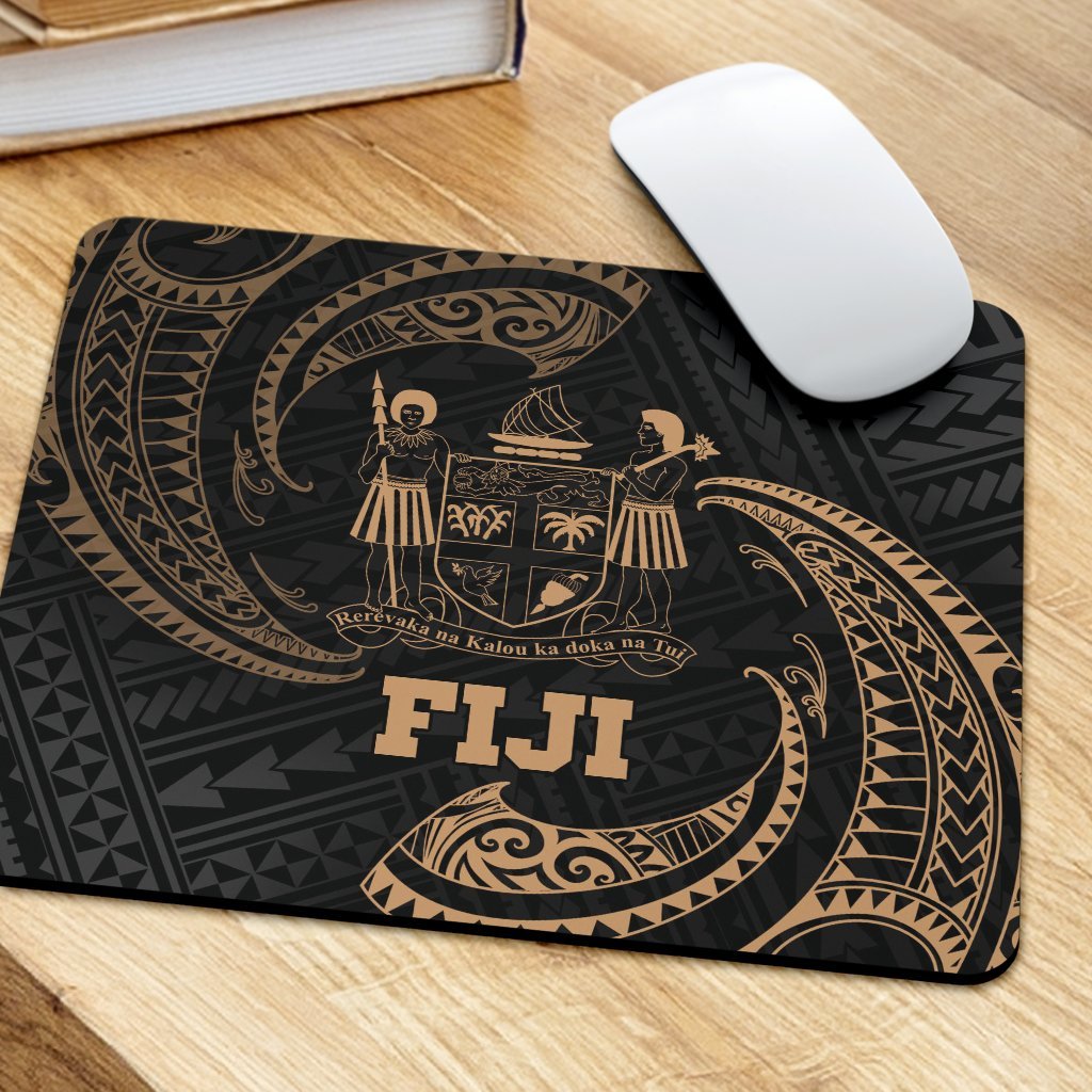 Fiji Polynesian Mouse Pad - Gold Tribal Wave - Polynesian Pride