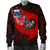 Samoa Men's Bomber Jacket - Polynesian Hook And Hibiscus (Red) - Polynesian Pride